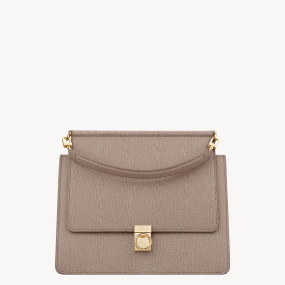 Polene Handbags - Polène Taupe Leather Crossbody Bag with Gold Hardware